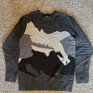 Men's Gray Graphic Mountains Sweater